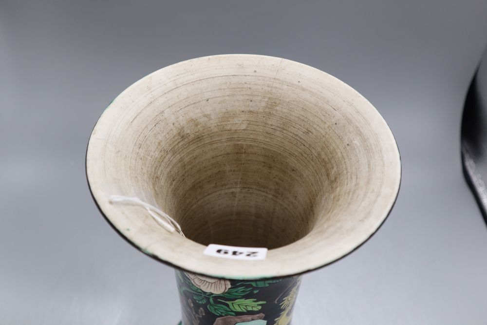 A 19th century Chinese famille noir beaker vase, height 33cm